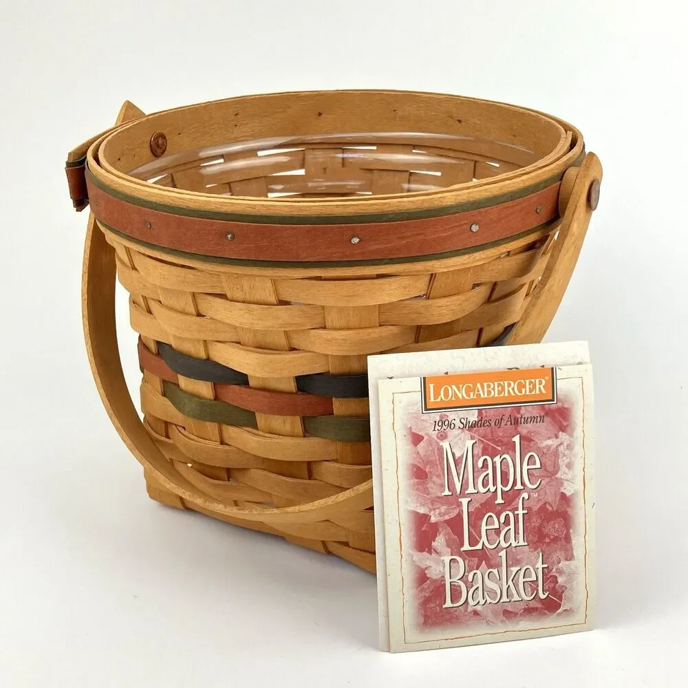 Longaberger Shades of Autumn Maple Leaf Basket 1996 | /w Protector 9